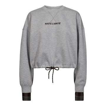 Haute L' Amitié - Maxi Crop Shirt Cuff Sweat - Grey Melange